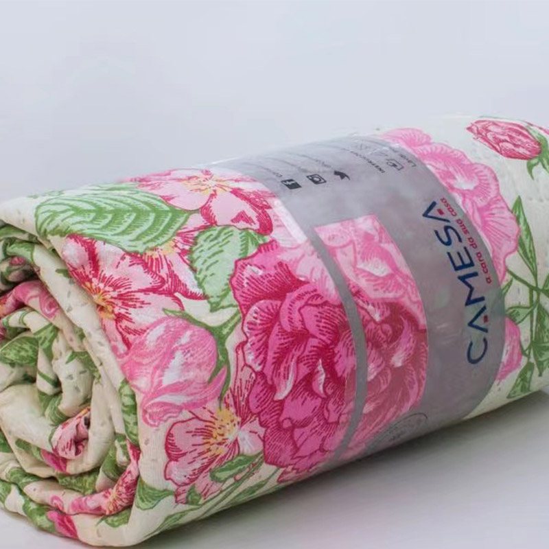 003-Drap trải giường mềm in hoa hồng siêu âm