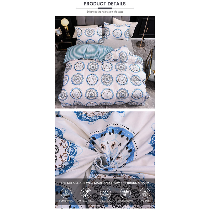 Bộ ga trải giường trơn in hình tròn 014