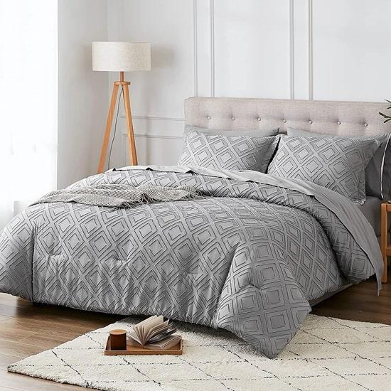 microtex 7 mảnh Luxury Clip Bộ chăn ga Jacquard với Shams và Sheet Set