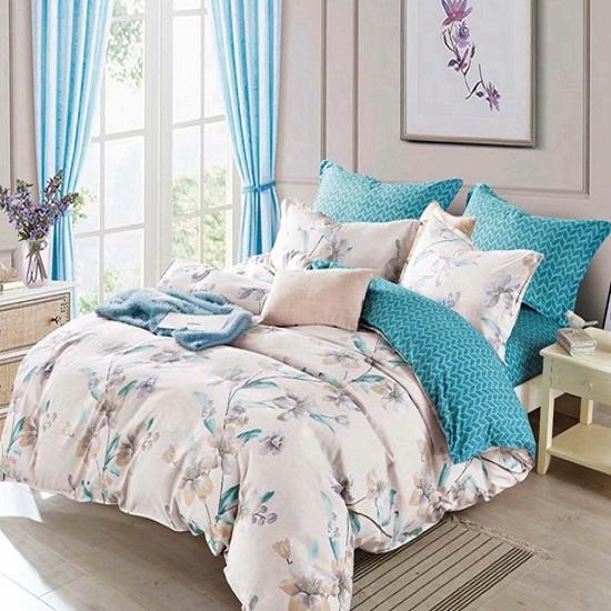 Bộ chăn ga gối hình hoa thanh lịch hiện đại